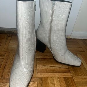 Off White Snakeskin Heel Boots